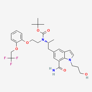 molecular formula C30H38F3N3O6 B566122 N-tert-Butyloxycarbonyl Dehydro Silodosin CAS No. 239463-80-0