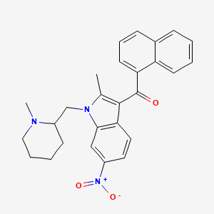 molecular formula C27H27N3O3 B566172 1-((N-Methylpiperidin-2-yl)methyl)-2-methyl-3-(naphthalen-1-oyl)-6-nitroindole CAS No. 335160-53-7