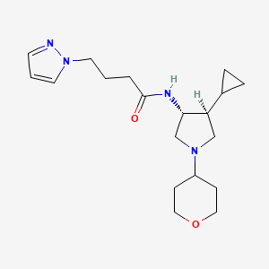molecular formula C19H30N4O2 B5661855 N-[(3R,4S)-4-cyclopropyl-1-(oxan-4-yl)pyrrolidin-3-yl]-4-pyrazol-1-ylbutanamide 