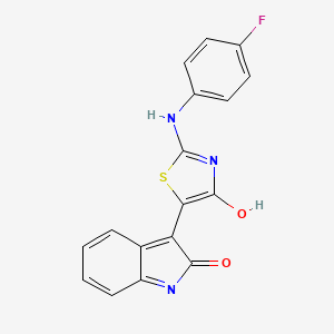 molecular formula C17H10FN3O2S B5661896 2-[(4-fluorophenyl)imino]-5-(2-oxo-1,2-dihydro-3H-indol-3-yliden)-1,3-thiazolan-4-one 