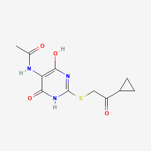 molecular formula C11H13N3O4S B5662116 N-[2-(2-cyclopropyl-2-oxoethyl)sulfanyl-4-hydroxy-6-oxo-1H-pyrimidin-5-yl]acetamide 