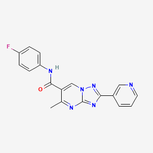 molecular formula C18H13FN6O B5662149 N-(4-fluorophenyl)-5-methyl-2-pyridin-3-yl-[1,2,4]triazolo[1,5-a]pyrimidine-6-carboxamide 