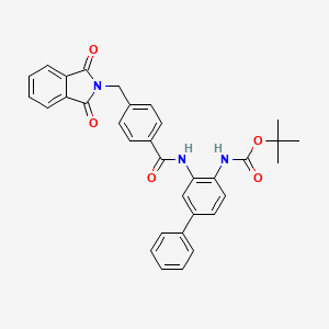 molecular formula C33H29N3O5 B566215 N-[3-[[4-[(1,3-Dihydro-1,3-dioxo-2H-isoindol-2-yl)methyl]benzoyl]amino][1,1'-biphenyl]-4-yl]carbamic Acid tert-Butyl Ester CAS No. 1003316-11-7