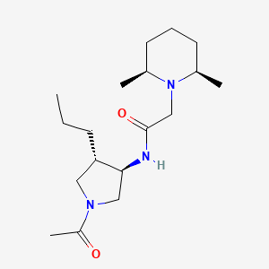 molecular formula C18H33N3O2 B5662285 N-[(3R,4S)-1-acetyl-4-propylpyrrolidin-3-yl]-2-[(2S,6R)-2,6-dimethylpiperidin-1-yl]acetamide 