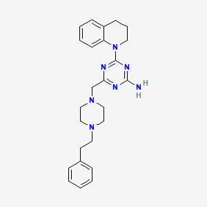 molecular formula C25H31N7 B5662672 4-{[4-(2-PHENYLETHYL)PIPERAZIN-1-YL]METHYL}-6-(1,2,3,4-TETRAHYDROQUINOLIN-1-YL)-1,3,5-TRIAZIN-2-AMINE 