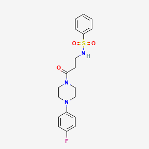 molecular formula C19H22FN3O3S B5662820 N-{3-[4-(4-fluorophenyl)piperazin-1-yl]-3-oxopropyl}benzenesulfonamide 