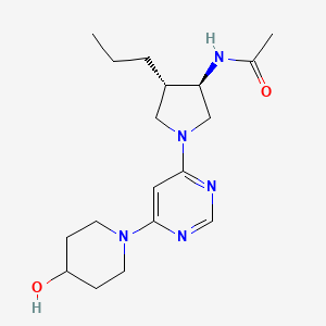 molecular formula C18H29N5O2 B5663096 N-[(3R,4S)-1-[6-(4-hydroxypiperidin-1-yl)pyrimidin-4-yl]-4-propylpyrrolidin-3-yl]acetamide 