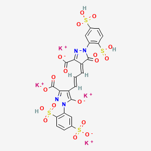 molecular formula C23H12K4N4O18S4 B566320 tetrapotassium;4-[(E,3E)-3-[3-carboxylato-1-(2,5-disulfophenyl)-5-oxopyrazol-4-ylidene]prop-1-enyl]-5-oxido-1-(2-sulfo-5-sulfonatophenyl)pyrazole-3-carboxylate CAS No. 110557-94-3