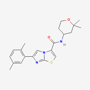molecular formula C21H25N3O2S B5663225 N-(2,2-dimethyloxan-4-yl)-6-(2,5-dimethylphenyl)imidazo[2,1-b][1,3]thiazole-3-carboxamide 