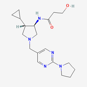 molecular formula C19H29N5O2 B5663709 N-[(3R,4S)-4-cyclopropyl-1-[(2-pyrrolidin-1-ylpyrimidin-5-yl)methyl]pyrrolidin-3-yl]-3-hydroxypropanamide 