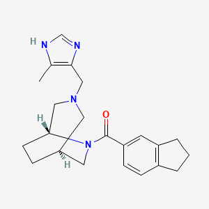 molecular formula C22H28N4O B5663810 2,3-dihydro-1H-inden-5-yl-[(1S,5R)-3-[(5-methyl-1H-imidazol-4-yl)methyl]-3,6-diazabicyclo[3.2.2]nonan-6-yl]methanone 