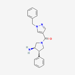 molecular formula C21H22N4O B5664080 [(3R,4S)-3-amino-4-phenylpyrrolidin-1-yl]-(1-benzylpyrazol-4-yl)methanone 