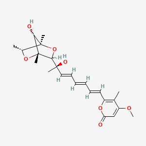 molecular formula C23H30O7 B566411 6-[(1E,3E,5E,7R)-7-hydroxy-7-[(1R,3S,4R,6R,7R)-7-hydroxy-1,4,6-trimethyl-2,5-dioxabicyclo[2.2.1]heptan-3-yl]octa-1,3,5-trienyl]-4-methoxy-5-methylpyran-2-one CAS No. 101311-63-1