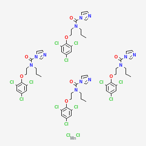 molecular formula C60H64Cl14MnN12O8 B566448 manganese(2+);tetrakis(N-propyl-N-[2-(2,4,6-trichlorophenoxy)ethyl]imidazole-1-carboxamide);dichloride CAS No. 75747-77-2