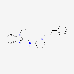molecular formula C24H32N4 B5664748 N-[(1-ethylbenzimidazol-2-yl)methyl]-1-(3-phenylpropyl)piperidin-3-amine 