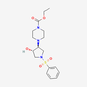 molecular formula C17H25N3O5S B5664793 ethyl 4-[(3S,4S)-1-(benzenesulfonyl)-4-hydroxypyrrolidin-3-yl]piperazine-1-carboxylate 