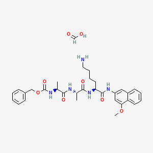 molecular formula C32H41N5O8 B566510 benzyl N-[(2S)-1-[[(2S)-1-[[(2S)-6-amino-1-[(4-methoxynaphthalen-2-yl)amino]-1-oxohexan-2-yl]amino]-1-oxopropan-2-yl]amino]-1-oxopropan-2-yl]carbamate;formic acid CAS No. 100900-14-9