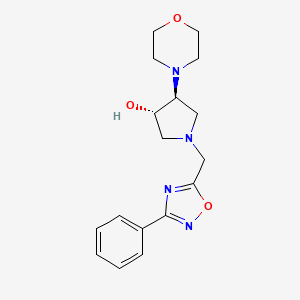 molecular formula C17H22N4O3 B5665404 (3S,4S)-4-morpholin-4-yl-1-[(3-phenyl-1,2,4-oxadiazol-5-yl)methyl]pyrrolidin-3-ol 
