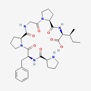molecular formula C34H50N6O9 B566592 L-Isoleucine, L-prolyl-L-phenylalanyl-L-prolylglycyl-L-prolyl- CAS No. 100900-41-2