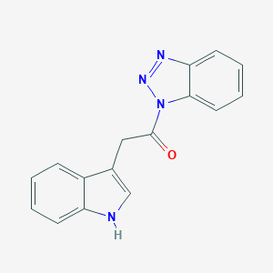 molecular formula C16H12N4O B056666 1-[(1H-吲哚-3-基)乙酰]-1H-苯并三唑 CAS No. 1080025-88-2