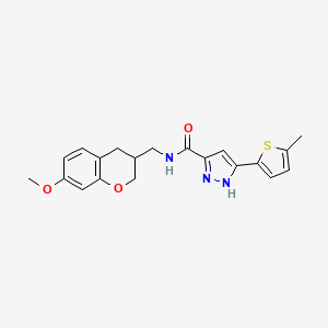 molecular formula C20H21N3O3S B5666619 N-[(7-methoxy-3,4-dihydro-2H-chromen-3-yl)methyl]-5-(5-methylthiophen-2-yl)-1H-pyrazole-3-carboxamide 