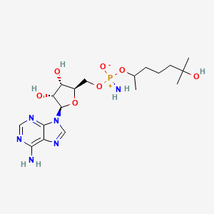 molecular formula C18H31N6O7P B566664 (2R,3S,4R,5R)-2-[[amino-(6-hydroxy-6-methylheptan-2-yl)oxy-oxidophosphaniumyl]oxymethyl]-5-(6-aminopurin-9-yl)oxolane-3,4-diol CAS No. 110501-34-3