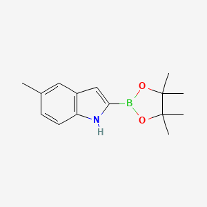 molecular formula C15H20BNO2 B566671 5-Methyl-2-(4,4,5,5-tetramethyl-1,3,2-dioxaborolan-2-YL)-1H-indole CAS No. 1256358-93-6