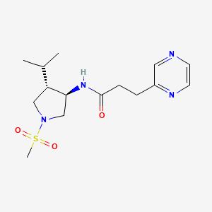 molecular formula C15H24N4O3S B5666788 N-[(3R,4S)-1-methylsulfonyl-4-propan-2-ylpyrrolidin-3-yl]-3-pyrazin-2-ylpropanamide 