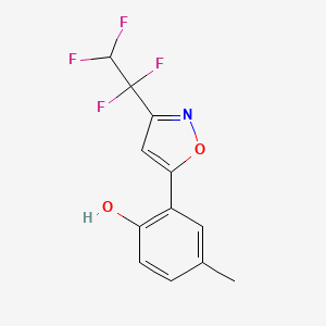 molecular formula C12H9F4NO2 B5666803 4-Methyl-2-[3-(1,1,2,2-tetrafluoroethyl)-1,2-oxazol-5-yl]phenol 