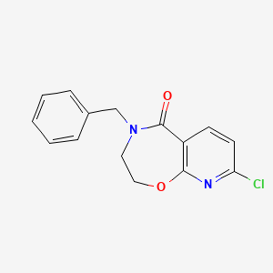 molecular formula C15H13ClN2O2 B566690 4-Benzyl-8-chloro-3,4-dihydropyrido[3,2-f][1,4]oxazepin-5(2H)-one CAS No. 1360437-75-7