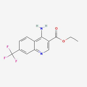 molecular formula C13H11F3N2O2 B566703 Ethyl 4-amino-7-(trifluoromethyl)quinoline-3-carboxylate CAS No. 1210221-54-7