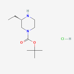 molecular formula C11H23ClN2O2 B566705 (S)-tert-Butyl 3-ethylpiperazine-1-carboxylate hydrochloride CAS No. 1217446-30-4