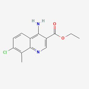 molecular formula C13H13ClN2O2 B566716 Ethyl 4-amino-7-chloro-8-methylquinoline-3-carboxylate CAS No. 1219022-82-8