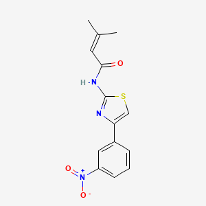 molecular formula C14H13N3O3S B5667224 3-methyl-N-[4-(3-nitrophenyl)-1,3-thiazol-2-yl]but-2-enamide 
