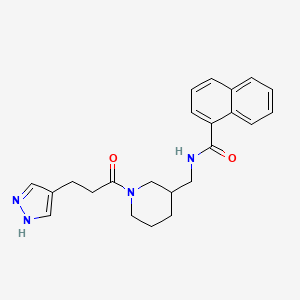 molecular formula C23H26N4O2 B5667414 N-[[1-[3-(1H-pyrazol-4-yl)propanoyl]piperidin-3-yl]methyl]naphthalene-1-carboxamide 
