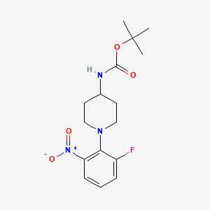 molecular formula C16H22FN3O4 B566745 tert-Butyl (1-(2-fluoro-6-nitrophenyl)piperidin-4-yl)carbamate CAS No. 1233951-67-1