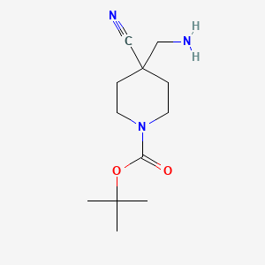 molecular formula C12H21N3O2 B566748 Tert-butyl 4-(aminomethyl)-4-cyanopiperidine-1-carboxylate CAS No. 1207178-51-5
