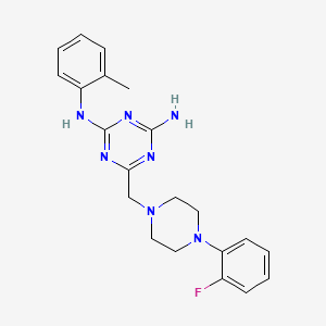 molecular formula C21H24FN7 B5667733 N-(4-AMINO-6-{[4-(2-FLUOROPHENYL)PIPERAZINO]METHYL}-1,3,5-TRIAZIN-2-YL)-N-(2-METHYLPHENYL)AMINE 