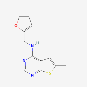 molecular formula C12H11N3OS B5667908 N-(furan-2-ylmethyl)-6-methylthieno[2,3-d]pyrimidin-4-amine 
