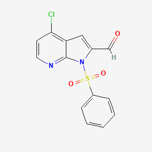 molecular formula C14H9ClN2O3S B566814 1H-Pyrrolo[2,3-b]pyridine-2-carboxaldehyde, 4-chloro-1-(phenylsulfonyl)- CAS No. 1227270-81-6