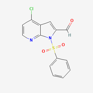 molecular formula C14H9ClN2O3S B566814 1-(Phenylsulphonyl)-4-chloro-7-azaindole-2-carbaldehyde CAS No. 1227270-81-6