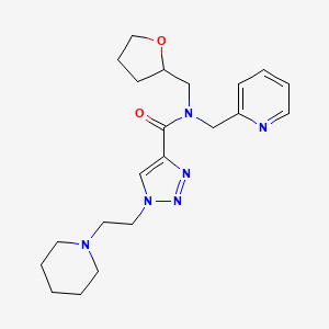 molecular formula C21H30N6O2 B5668195 N-(oxolan-2-ylmethyl)-1-(2-piperidin-1-ylethyl)-N-(pyridin-2-ylmethyl)triazole-4-carboxamide 