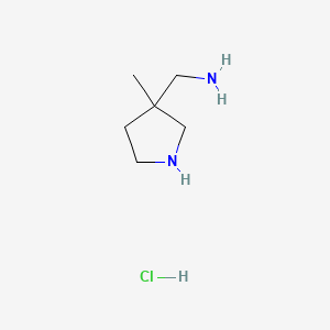 molecular formula C6H15ClN2 B566823 (3-Methylpyrrolidin-3-yl)methanamine hydrochloride CAS No. 1313738-93-0