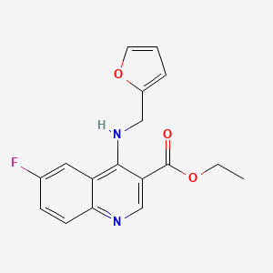 molecular formula C17H15FN2O3 B5668352 Ethyl 6-fluoro-4-(furan-2-ylmethylamino)quinoline-3-carboxylate 