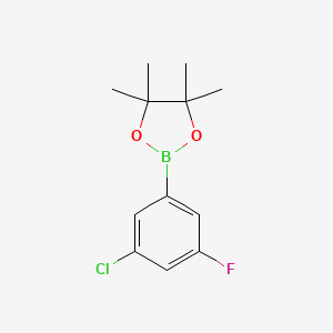 molecular formula C12H15BClFO2 B566845 2-(3-Chloro-5-fluorophenyl)-4,4,5,5-tetramethyl-1,3,2-dioxaborolane CAS No. 1245524-02-0