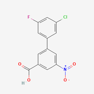 molecular formula C13H7ClFNO4 B566861 3'-Chloro-5'-fluoro-5-nitro-[1,1'-biphenyl]-3-carboxylic acid CAS No. 1261928-24-8