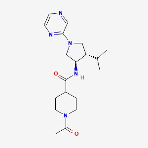 molecular formula C19H29N5O2 B5668680 1-acetyl-N-[(3R,4S)-4-propan-2-yl-1-pyrazin-2-ylpyrrolidin-3-yl]piperidine-4-carboxamide 