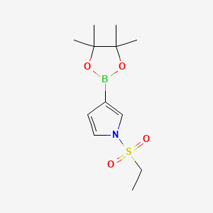 molecular formula C12H20BNO4S B566873 1-(Ethylsulfonyl)-3-(4,4,5,5-tetramethyl-1,3,2-dioxaborolan-2-yl)-1H-pyrrole CAS No. 1256360-10-7
