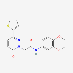 molecular formula C18H15N3O4S B5668838 N-(2,3-dihydro-1,4-benzodioxin-6-yl)-2-[6-oxo-3-(thiophen-2-yl)pyridazin-1(6H)-yl]acetamide 