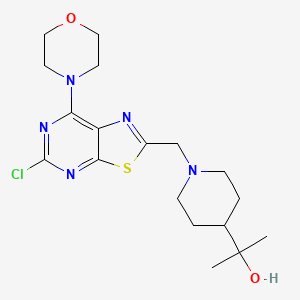 molecular formula C18H26ClN5O2S B566888 2-(1-((5-Chloro-7-morpholinothiazolo[5,4-d]pyrimidin-2-yl)methyl)piperidin-4-yl)propan-2-ol CAS No. 1257294-60-2